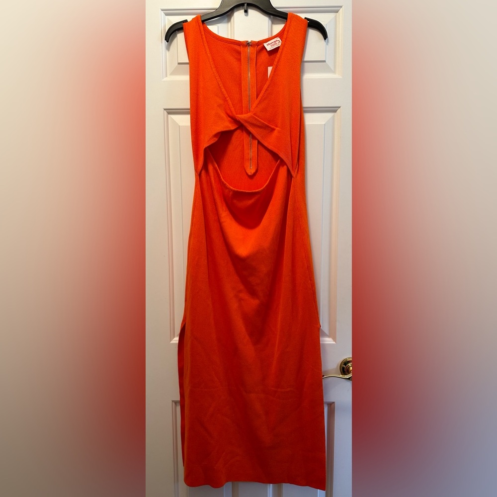 SHOWPO Bright Orange Cut-Out Ribbed Sweater/Stretch Dress (NWT) Size 14